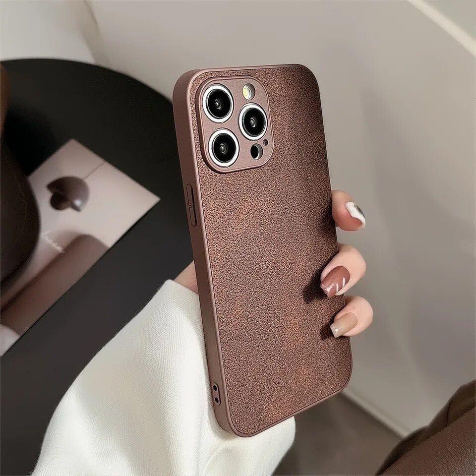 Frosted Brown Leather Anti-Fall iPhone Soft Case