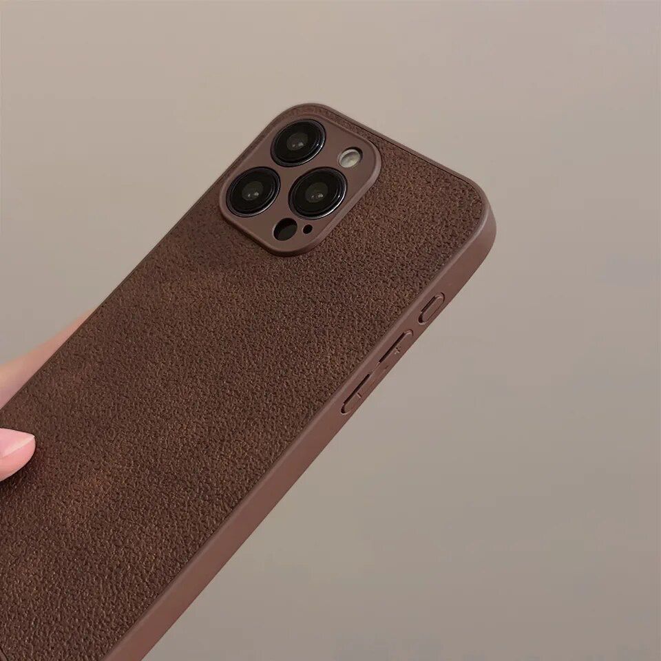 Frosted Brown Leather Anti-Fall iPhone Soft Case