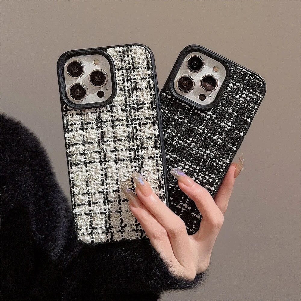 Woven Warm Fabric Grid iPhone Bumper Soft Silicone Case