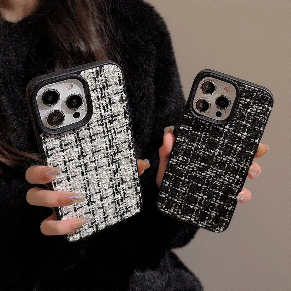 Woven Warm Fabric Grid iPhone Bumper Soft Silicone Case