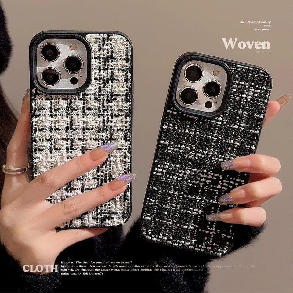 Woven Warm Fabric Grid iPhone Bumper Soft Silicone Case