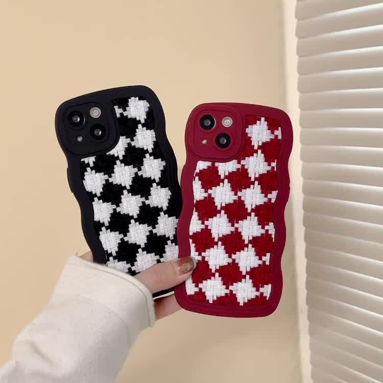 B/W Checks Painted Soft Silicone Rubber iPhone Case