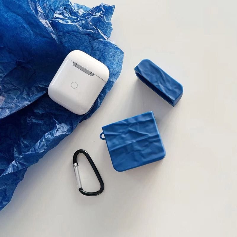 Solid Blue Textured Matching Airpod Soft Silicone iPhone Case