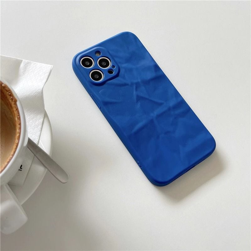 Solid Blue Textured Matching Airpod Soft Silicone iPhone Case