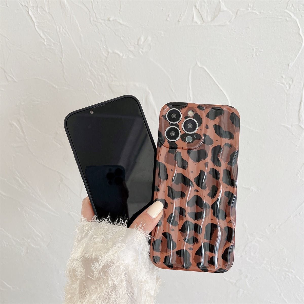 Brown Leopard Textured Soft Silicone iPhone Case