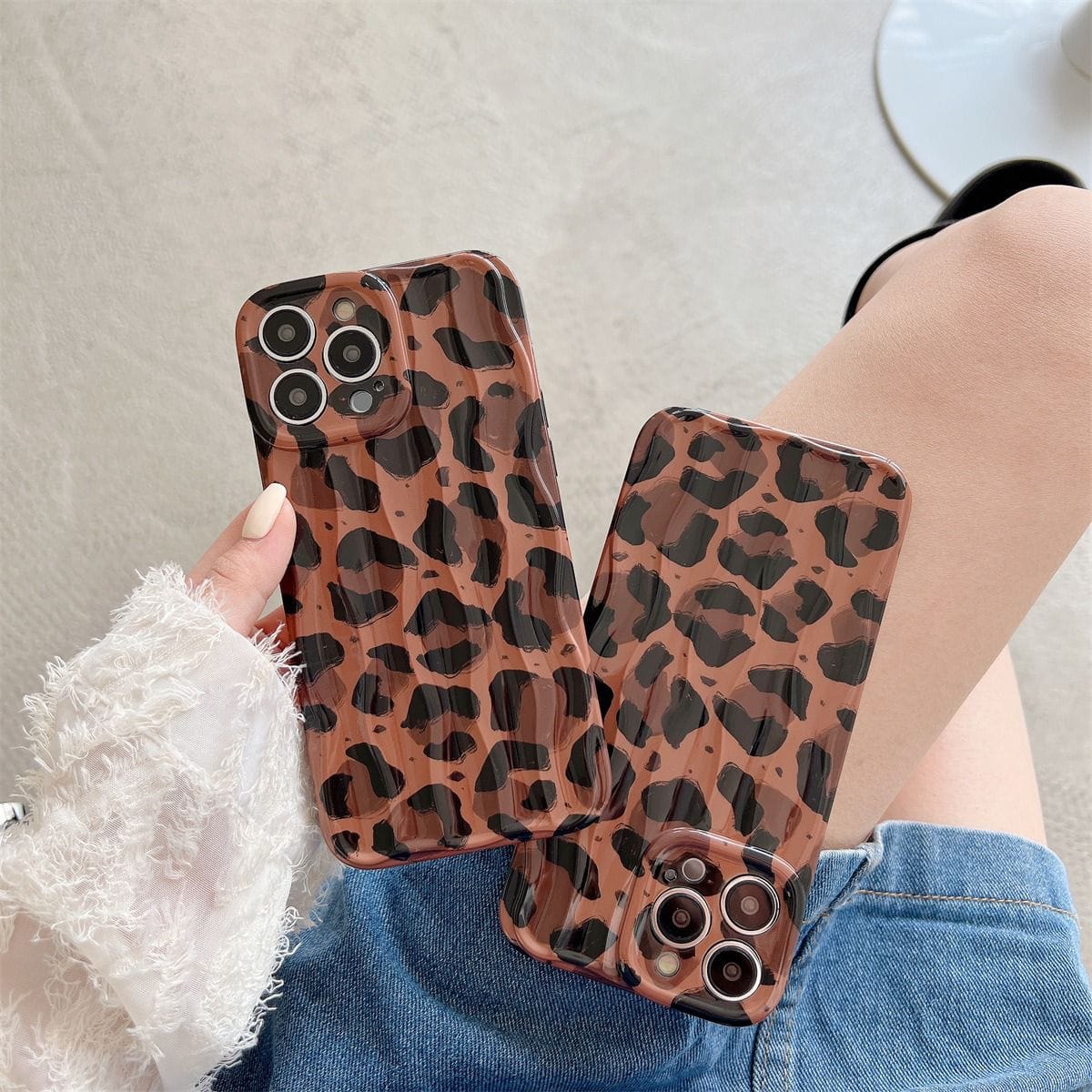 Brown Leopard Textured Soft Silicone iPhone Case