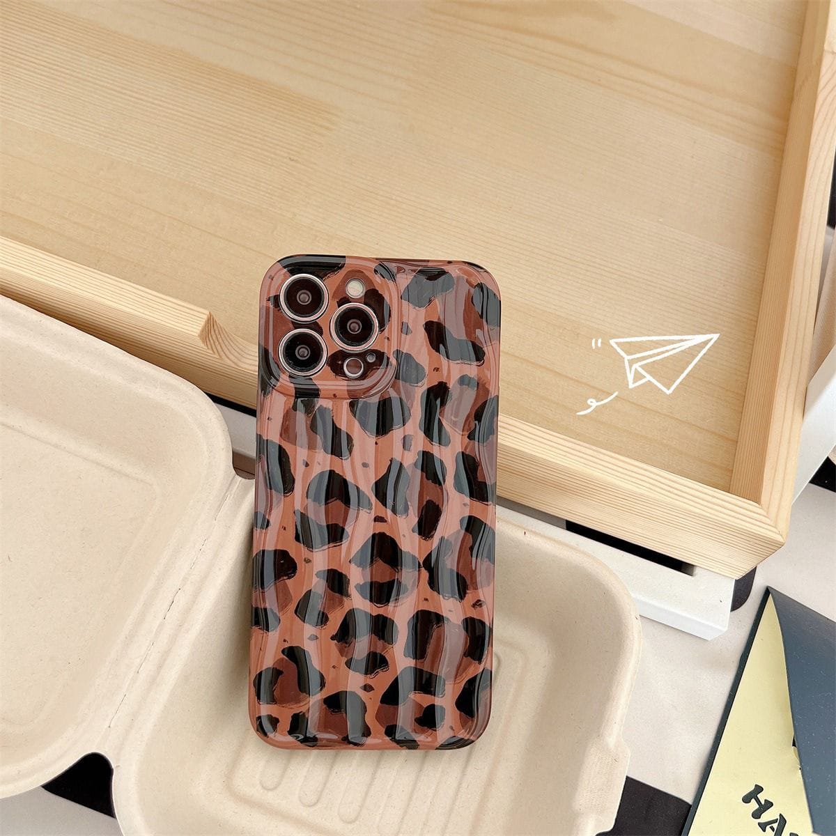 Brown Leopard Textured Soft Silicone iPhone Case