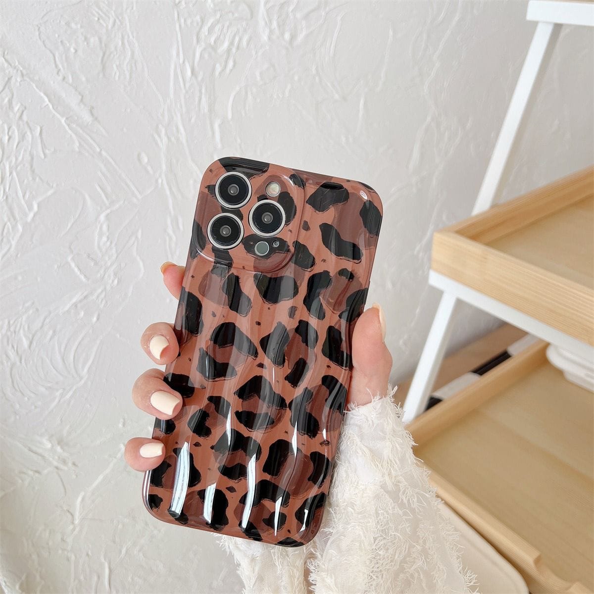 Brown Leopard Textured Soft Silicone iPhone Case