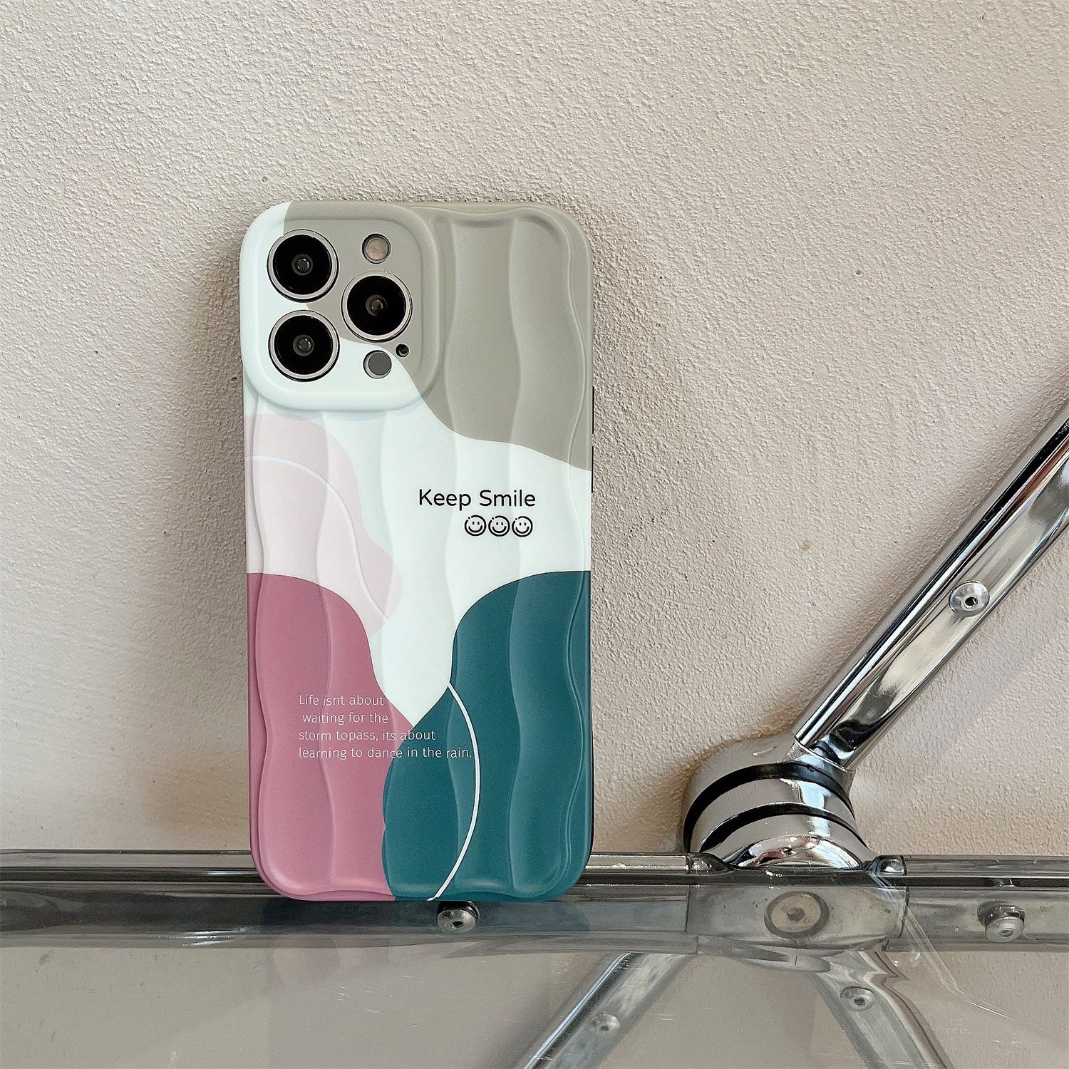 Aesthetic Keep Smile Textured Soft Silicone iPhone Case