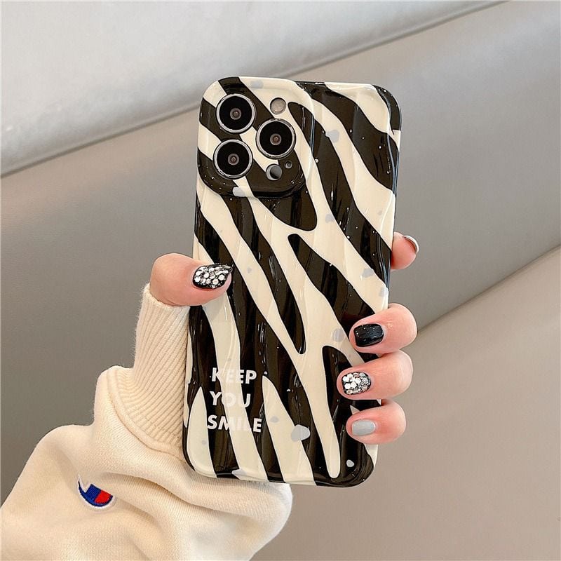 Zebra Keep You Smile Textured Soft Silicone iPhone Case