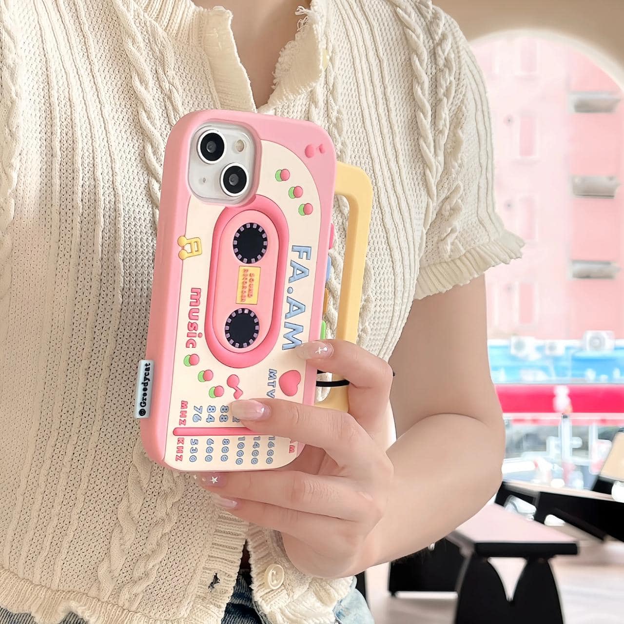 Retro Radio Cute Pink Rubber iPhone Silicone Case