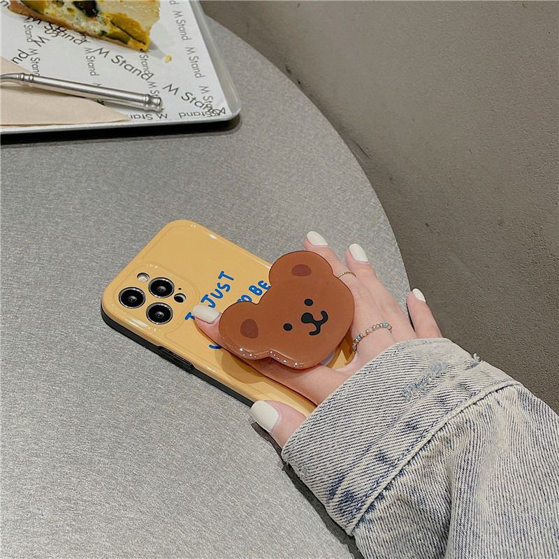 Yellow Happy Teddy Bear Holder iPhone Soft Case