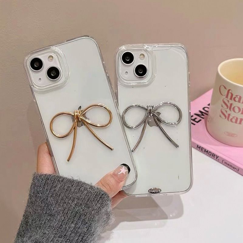 Silver Bow High Quality Transparent iPhone Soft Case