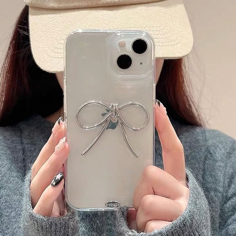 Silver Bow High Quality Transparent iPhone Soft Case