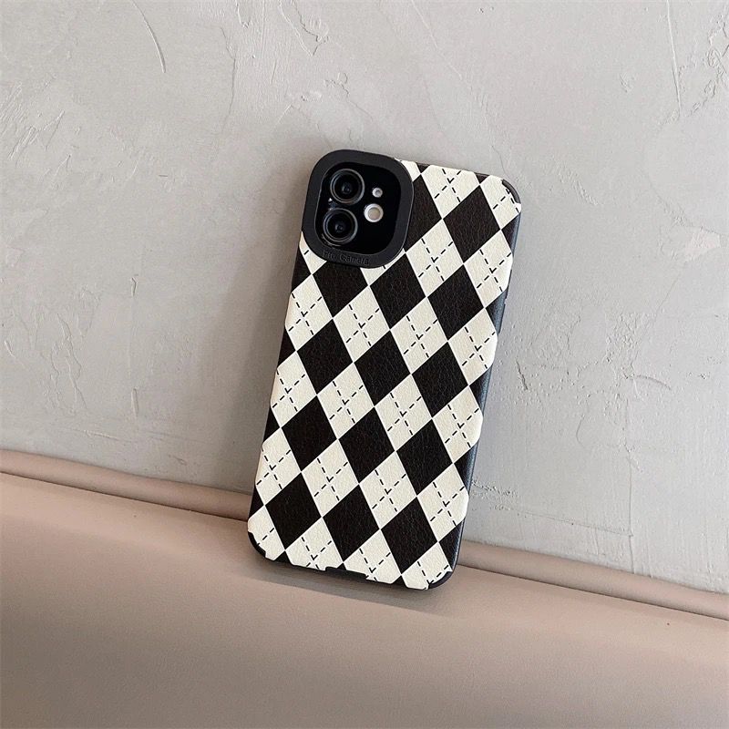 B/W Checks Geometric iPhone Textured Silicone Case