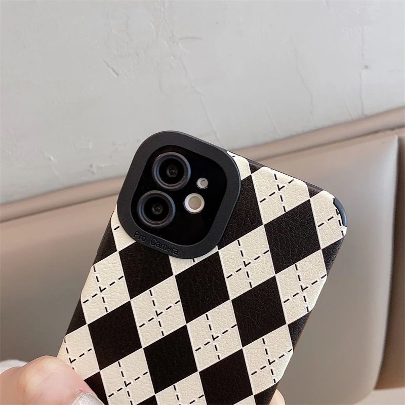 B/W Checks Geometric iPhone Textured Silicone Case