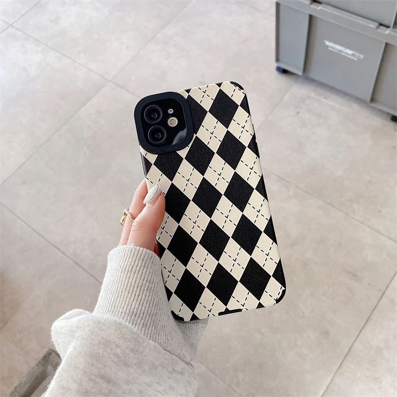 B/W Checks Geometric iPhone Textured Silicone Case