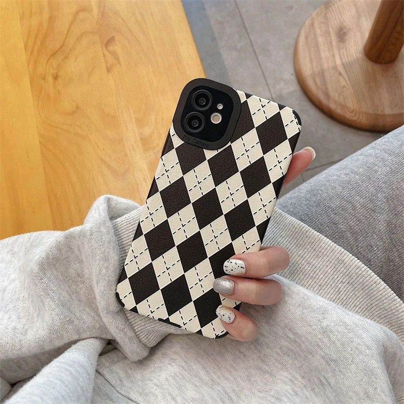 B/W Checks Geometric iPhone Textured Silicone Case