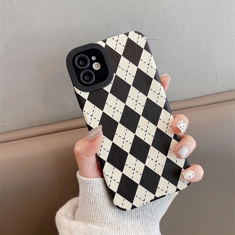 B/W Checks Geometric iPhone Textured Silicone Case