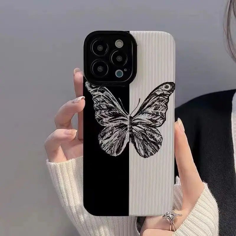 Samsung B/W Butterfly Textured Silicone Case