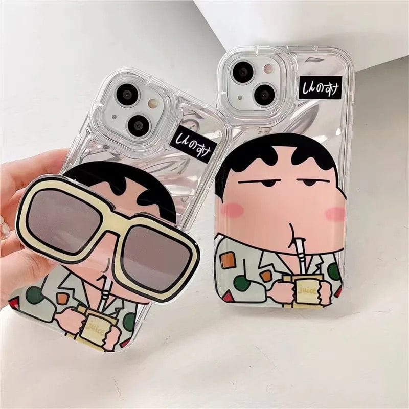 Shin Chan With 3D Sunglasses Bracket Phone Holder iPhone Soft Case