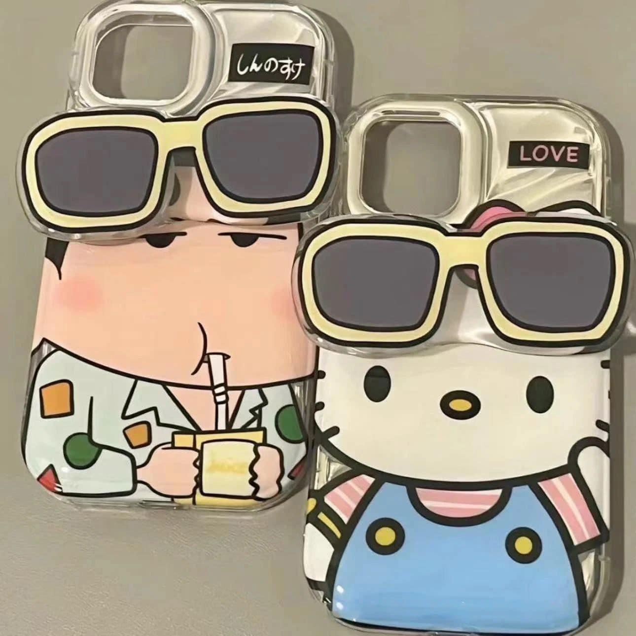 Hello Kitty With 3D Sunglasses Bracket Phone Holder iPhone Soft Case