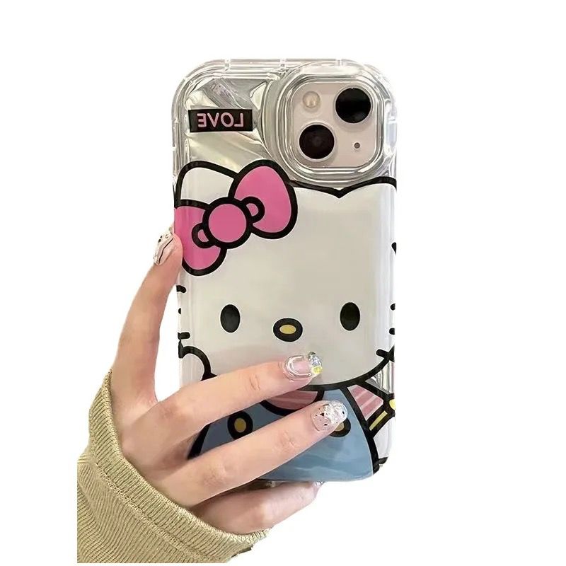 Hello Kitty With 3D Sunglasses Bracket Phone Holder iPhone Soft Case