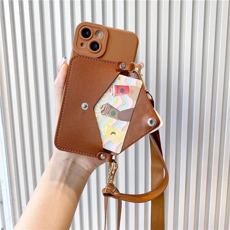 Luxury Heart Wallet Crossbody Bracelet Lanyard iPhone Rubber Silicone Case