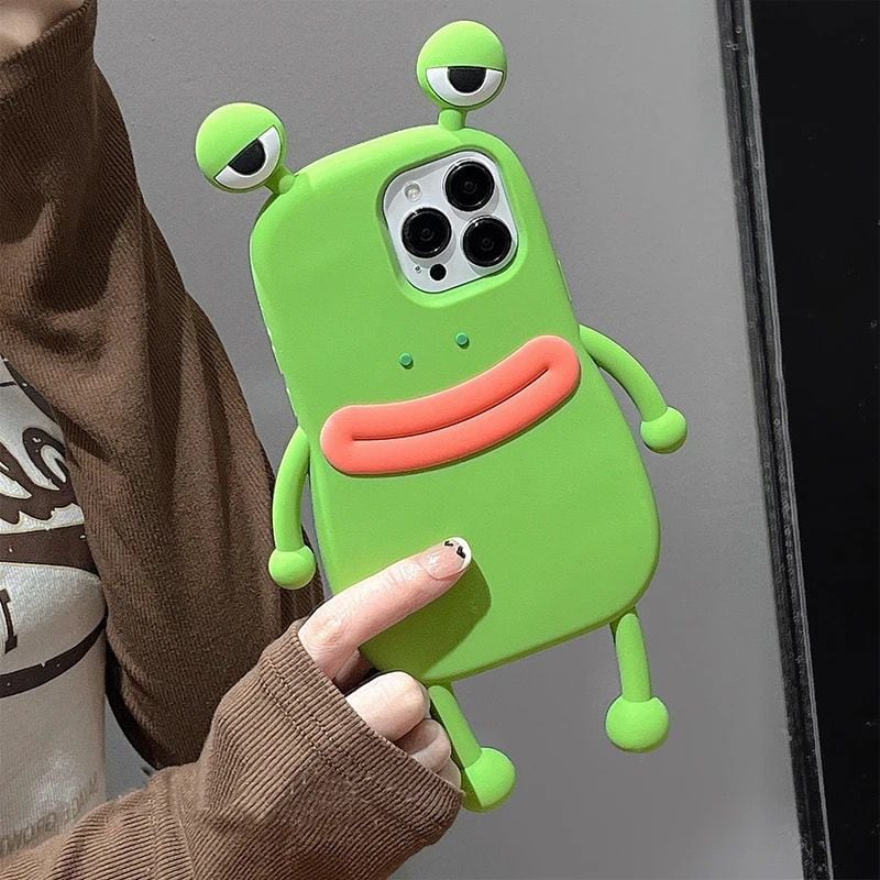 Cute 3D Cartoon Frog Shockproof Rubber Silicone iPhone Case