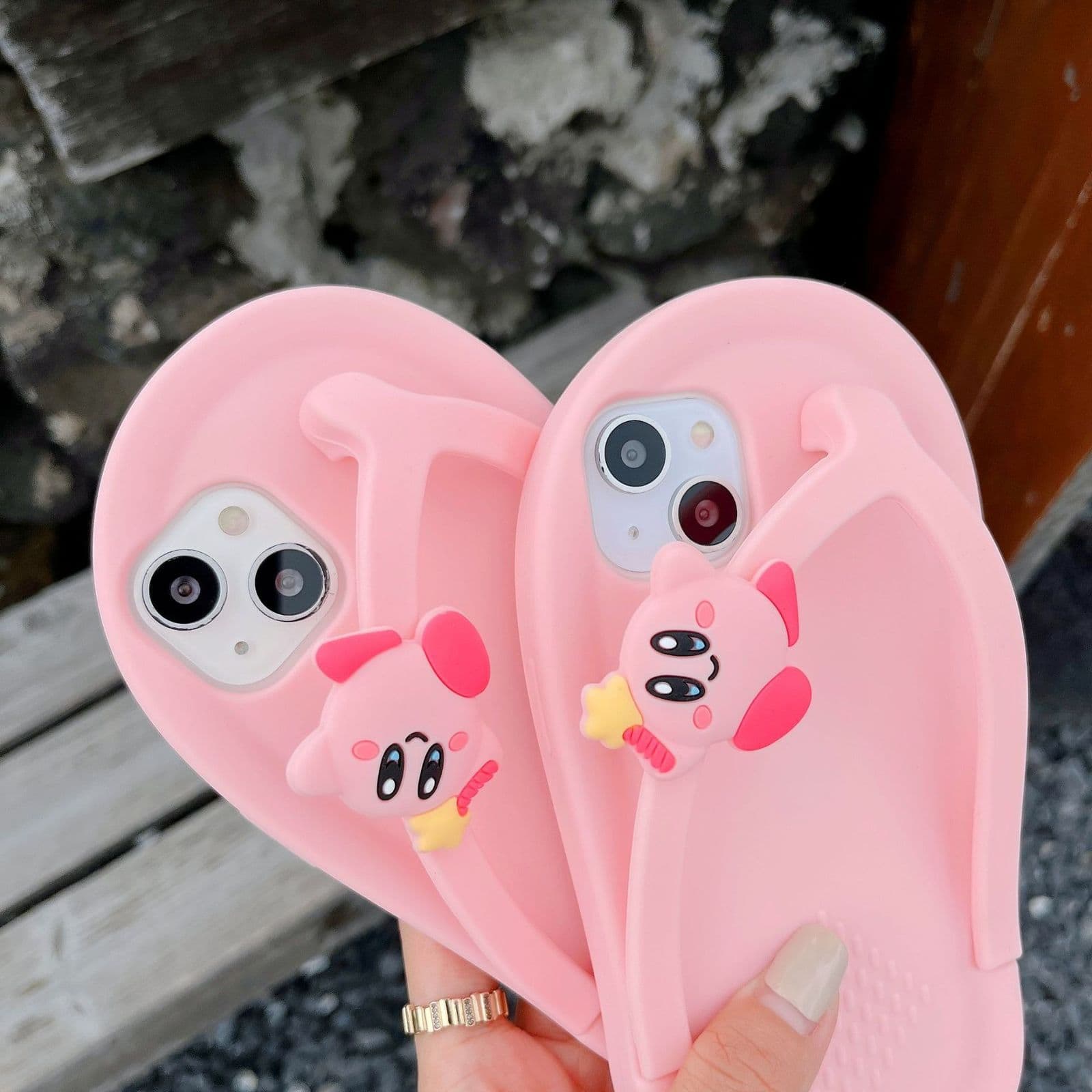 3D Cartoon Pink Slipper Trendy Rubber Silicone iPhone Case