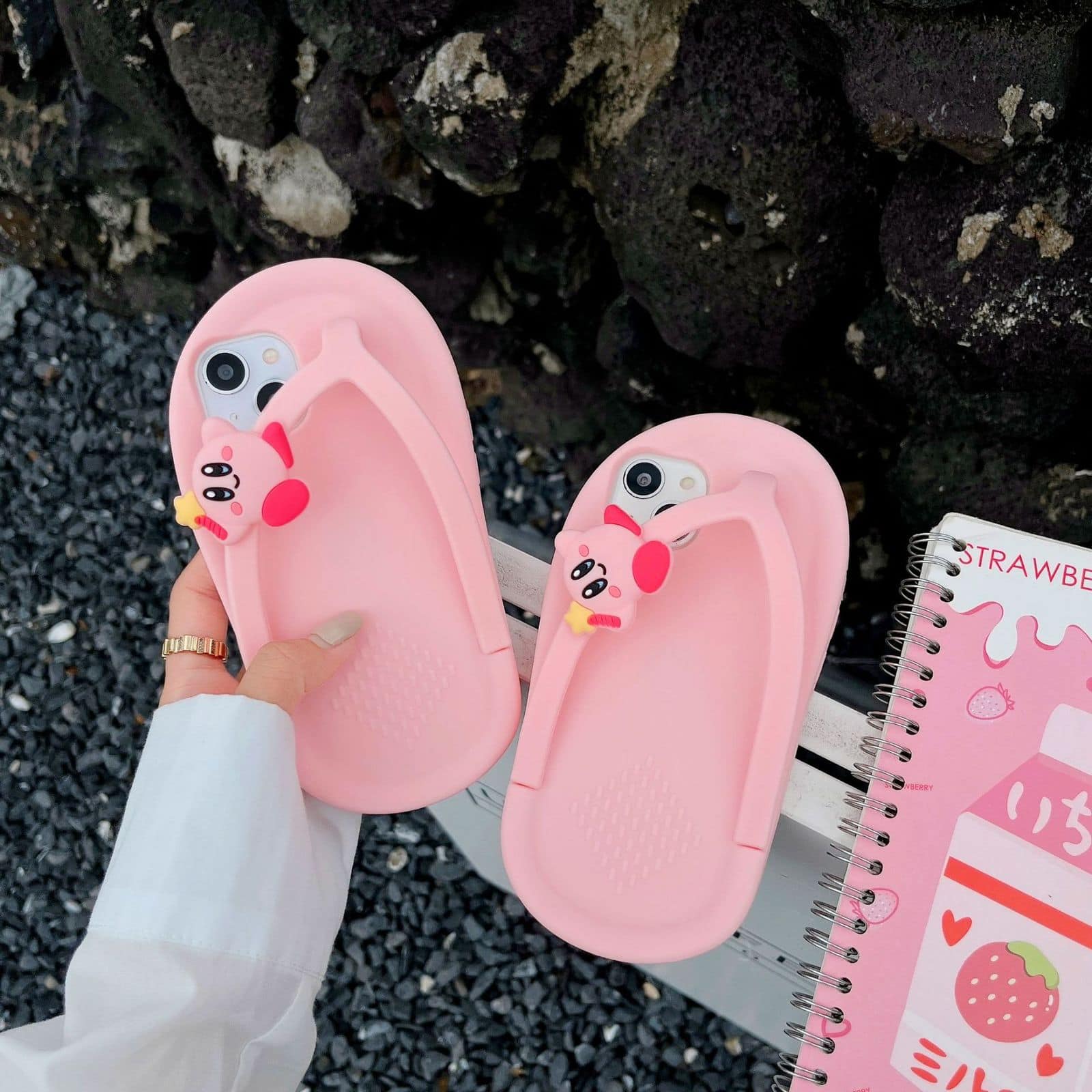 3D Cartoon Pink Slipper Trendy Rubber Silicone iPhone Case