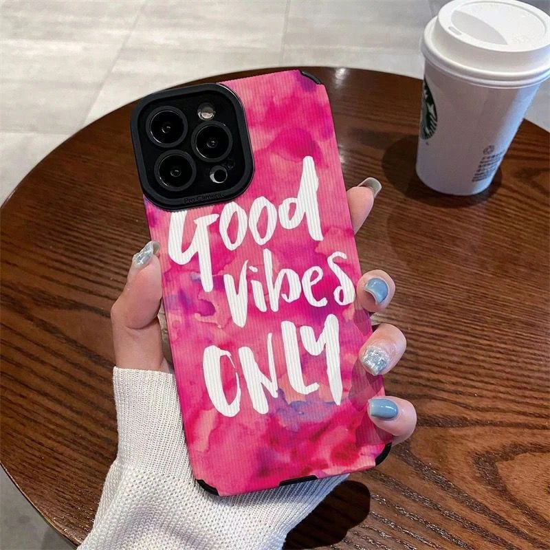 Good Vibes Only Pink iPhone Textured Soft Silicone Case