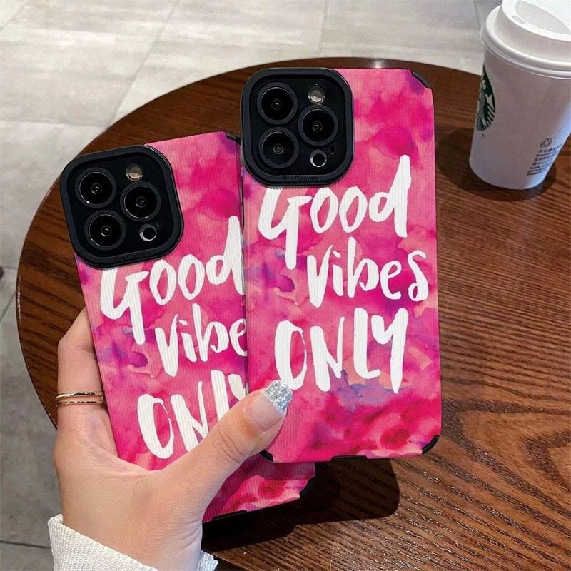 Good Vibes Only Pink iPhone Textured Soft Silicone Case