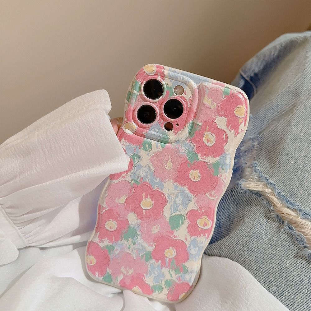 Pink Cute Floral Flowers iPhone Silicone Case