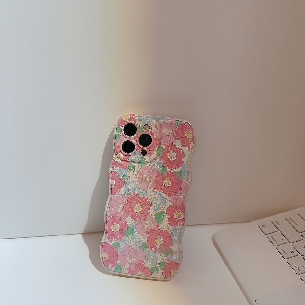 Pink Cute Floral Flowers iPhone Silicone Case