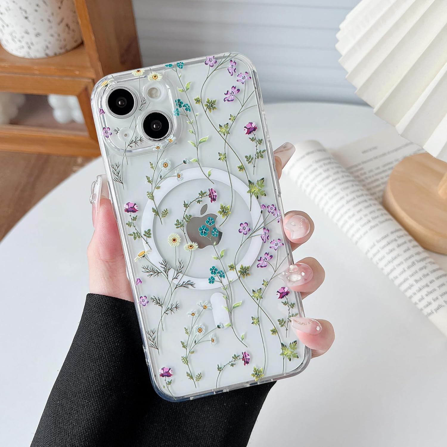 New Floral Flower Custom Magsafe Clear Transparent Hybrid Silicone Slim Case