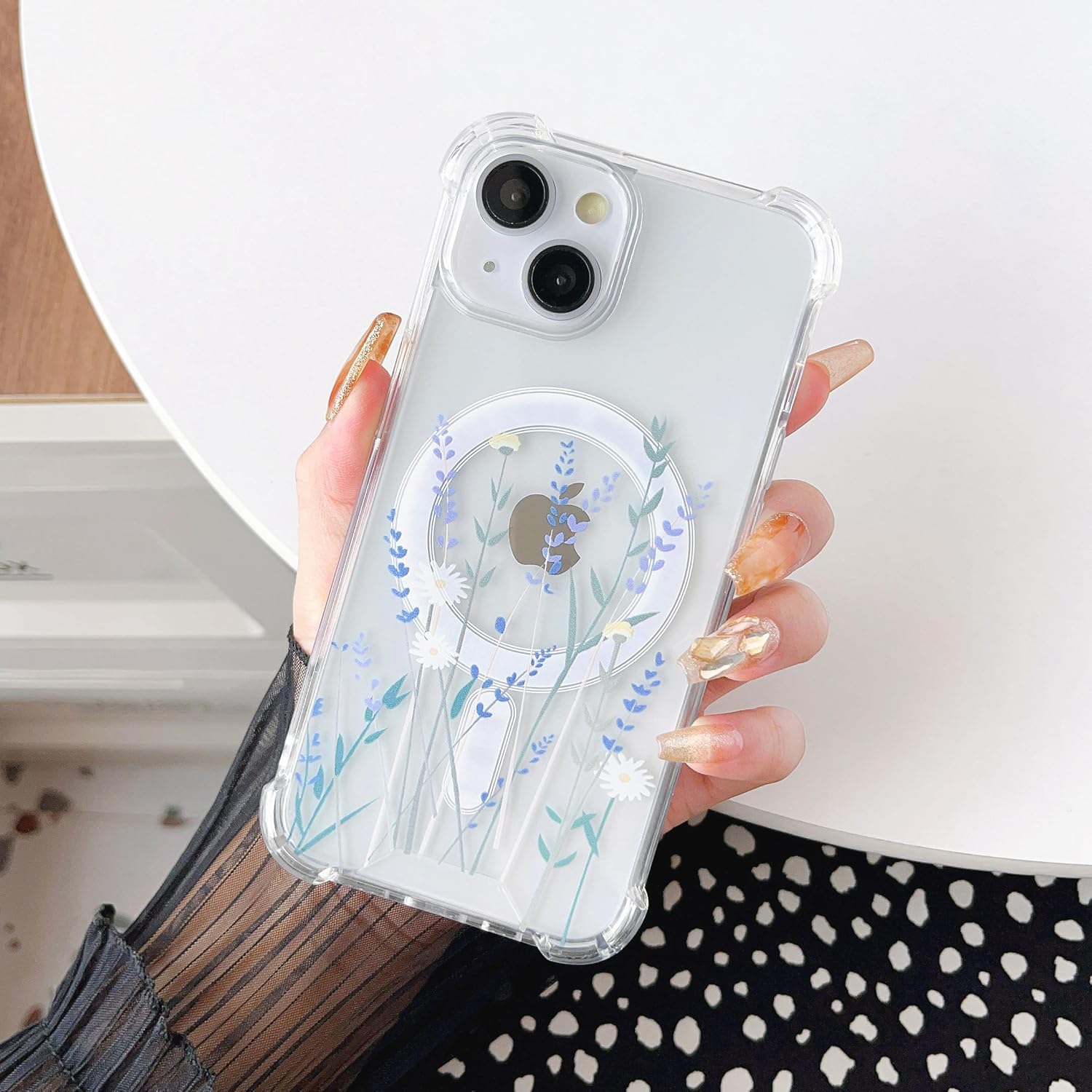 Floral Flower Grass Custom Magsafe Clear Transparent Hybrid Silicone Slim Case