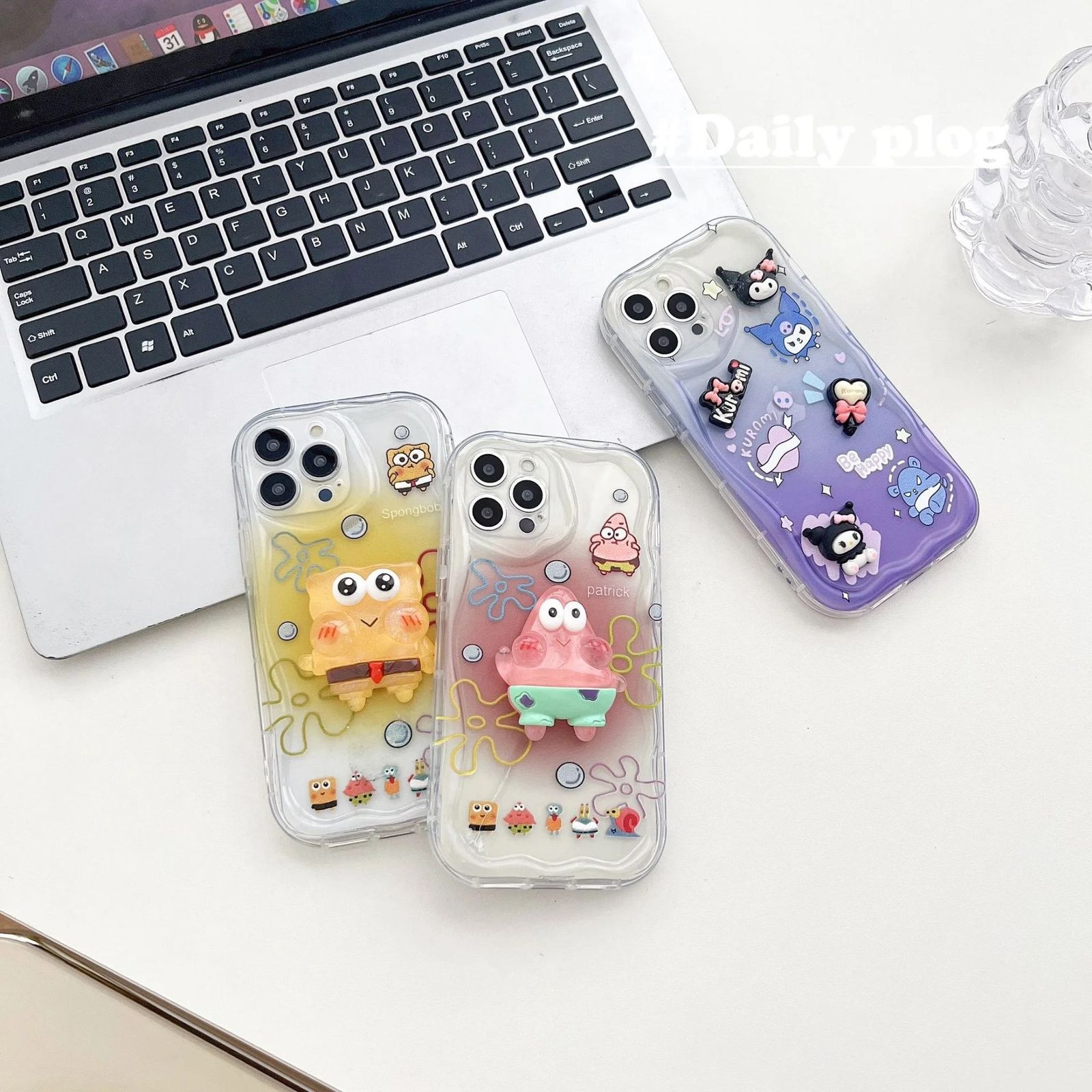 3D Spongebob Kuromi Cartoon Shaded Soft iPhone Case