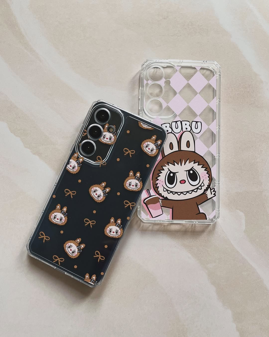 Labubu Brown Cute Bow Shake Transparent Custom Slim Soft Cases