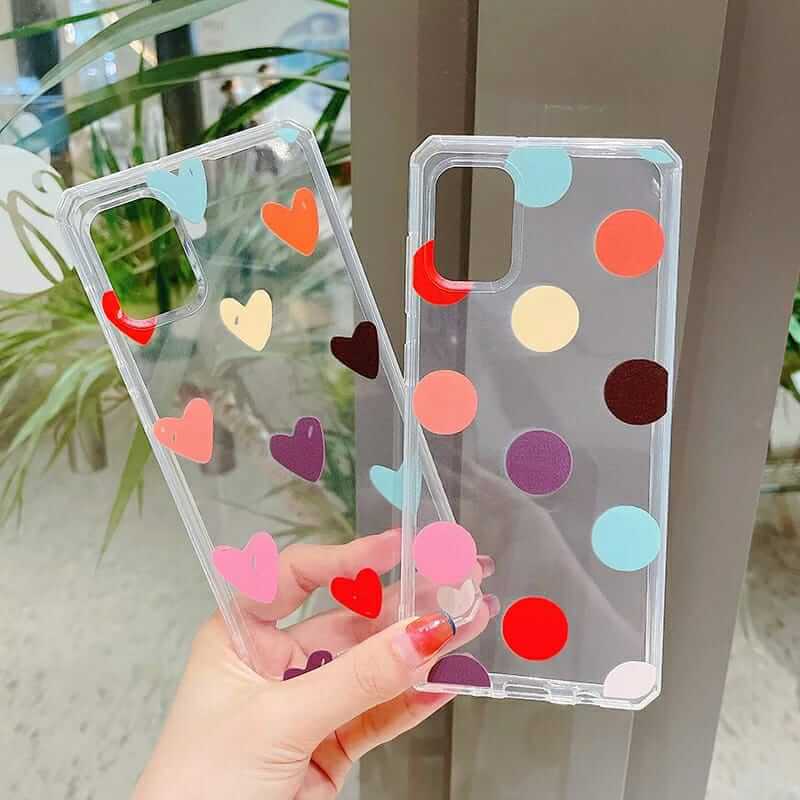 Colorful Dots & Hearts Transparent Custom Slim Soft Cases