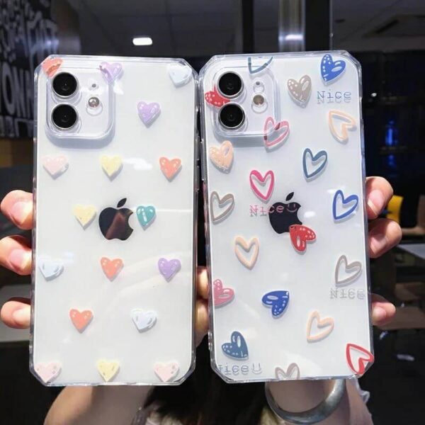 Colorful Heart Transparent Custom Slim Soft Cases