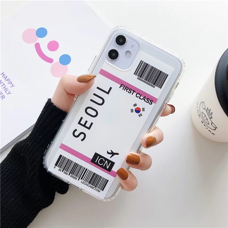 City Boarding Pass Travel Ticket Custom Slim Soft Cases