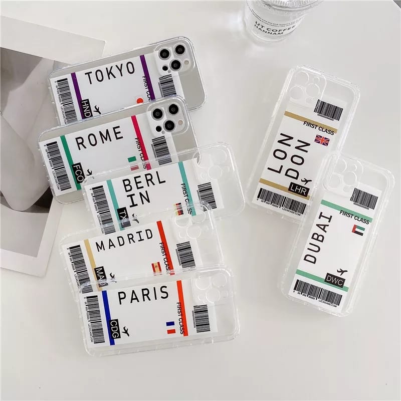 City Boarding Pass Travel Ticket Custom Slim Soft Cases