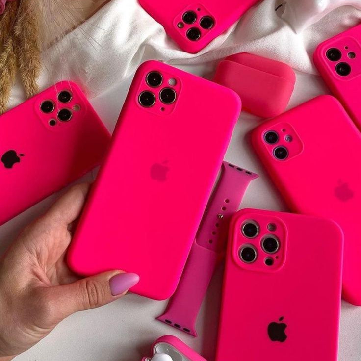 iPhone Liquid Silicone Logo Case (Neon Pink)