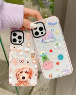 Pink Space Dog Coffee Impact Soft Case For iPhone 11 12 12Pro 12ProMax