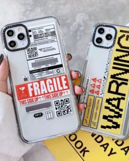 Warning Fragile Impact Soft Case For iPhone 11 12 12Pro 12ProMax XR