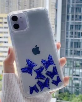 Blue Moving Butterfly Liquid Case For iPhone 11Pro 11ProMax