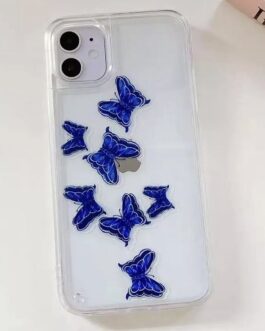 Blue Moving Butterfly Liquid Case For iPhone 11Pro 11ProMax