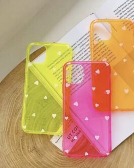 Hearts Neon Colors Transparent Soft Case For iPhone 11ProMax
