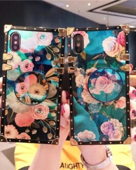 Square Floral Luxury Case With Pop Socket